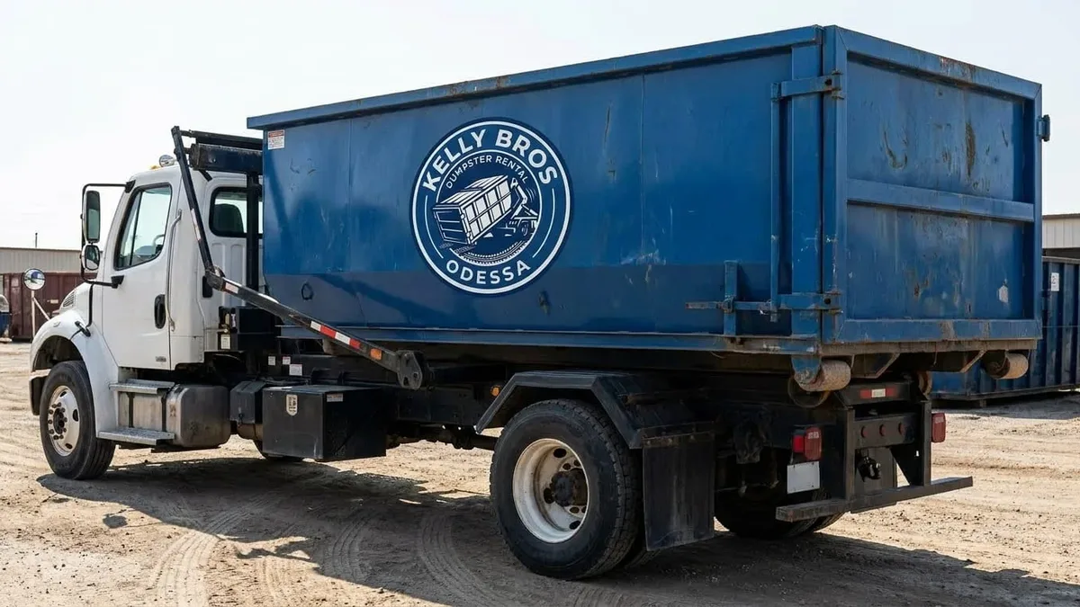 Serving Odessa and the Odessa area Kelly Bros Dumpster Rental Odessa roll-off truck serving Odessa and the Odessa area